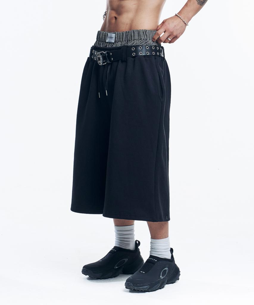 EASY NO EASY Boxer Layered Bermuda Sweatpants - Black