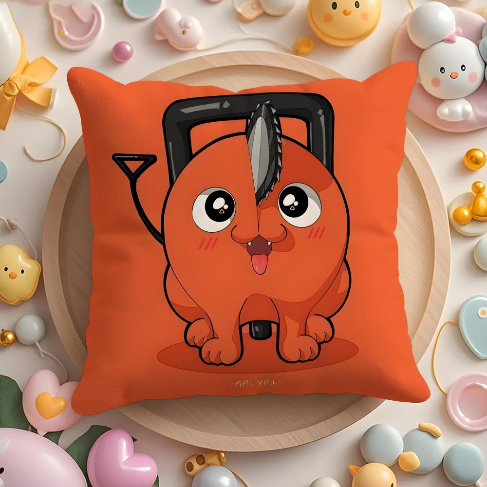 C-Chainsaw Anime M-ManS Cushion Cover Home & Car Multi-Scene Pillow Cover - Reversible, Soft & Durable for Daily Use