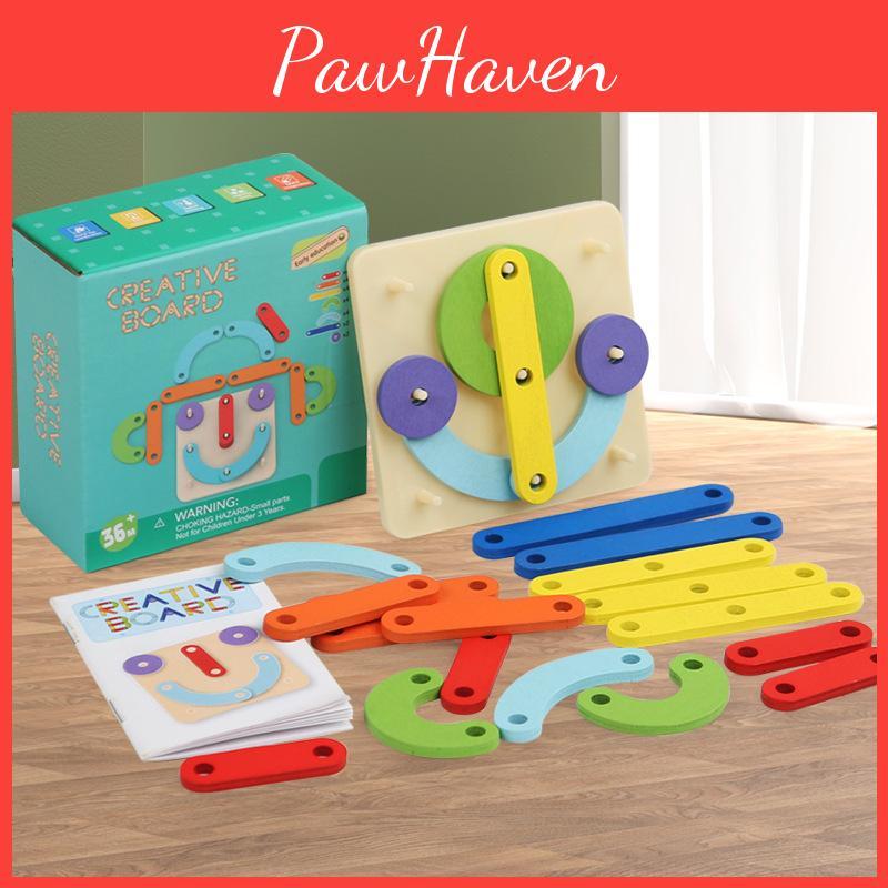 Creative Wooden Geometric Shape Puzzle Nail Board Kid Toy For Early Learning