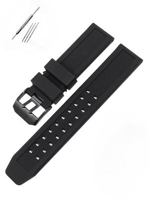 [syzynicy] Soft Silicone Watch Strap Compatible with Luminox 1820/7251/3050/3051/3150/3080/8800 (Black Buckle, 23mm)