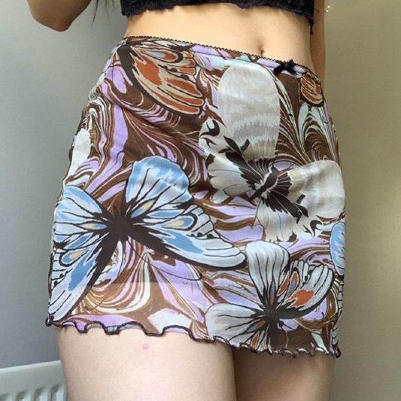 

Летняя американская ретро юбка-сетка bodycon с высокой талией для женщин 2023 L for ~115 lbs