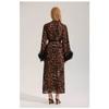 Leopard Print Nightgown, Women's Summer and Autumn Long Sleeved Light and Thin Morning Gown, Pearl Yarn Wild Beauty Home Gown