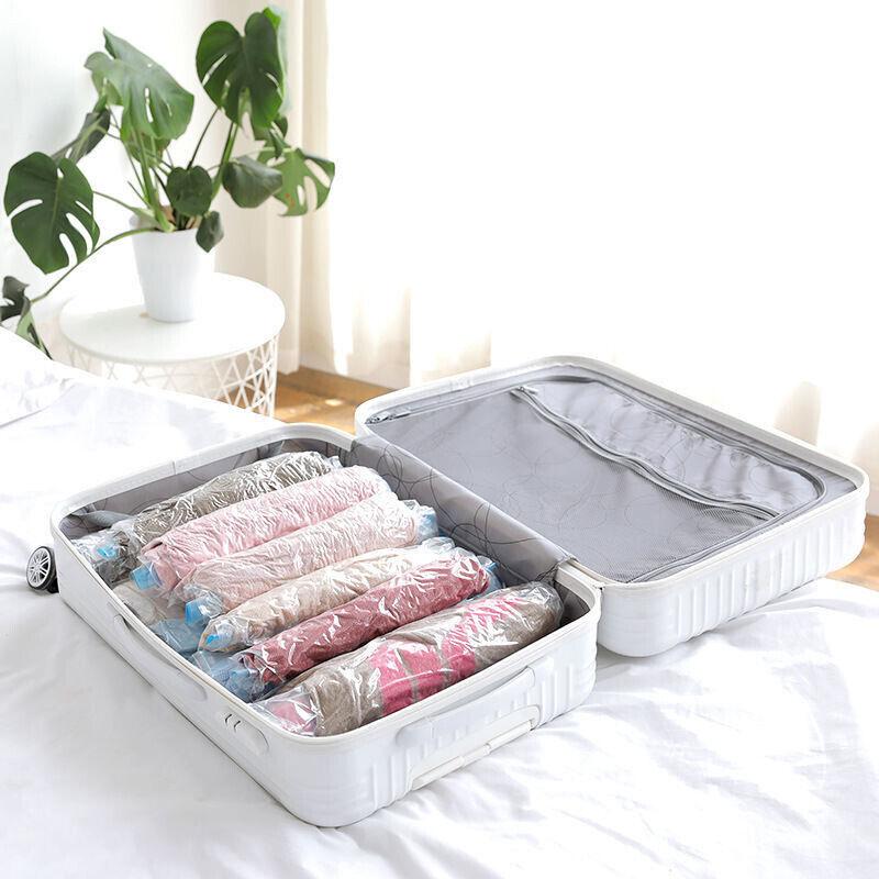 6Pcs Roll-Up Travel Compression Bags for Clothes Luggage Space Saver Packing Suitcases 35X50Cm Convenient Vacuum Bag