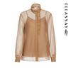 ELLASSAY Women's Sheer Stand-Collar Shirt