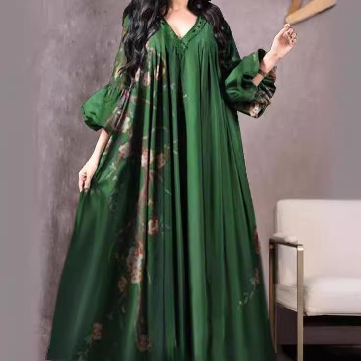 Women's Digital Print Loose Dress - Middle Eastern Style Robe