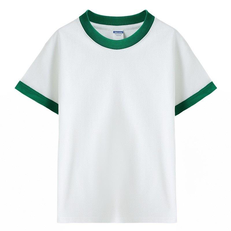 Children's Summer Color Block Short Sleeve T-shirt - Unisex Casual Fashion for Kindergarten Activities
