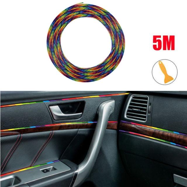 5M Car Moulding Decoration Flexible Strips Door/Center Console/ Interior Gap Trim Universal Chrome Trim Strip Bright Strip