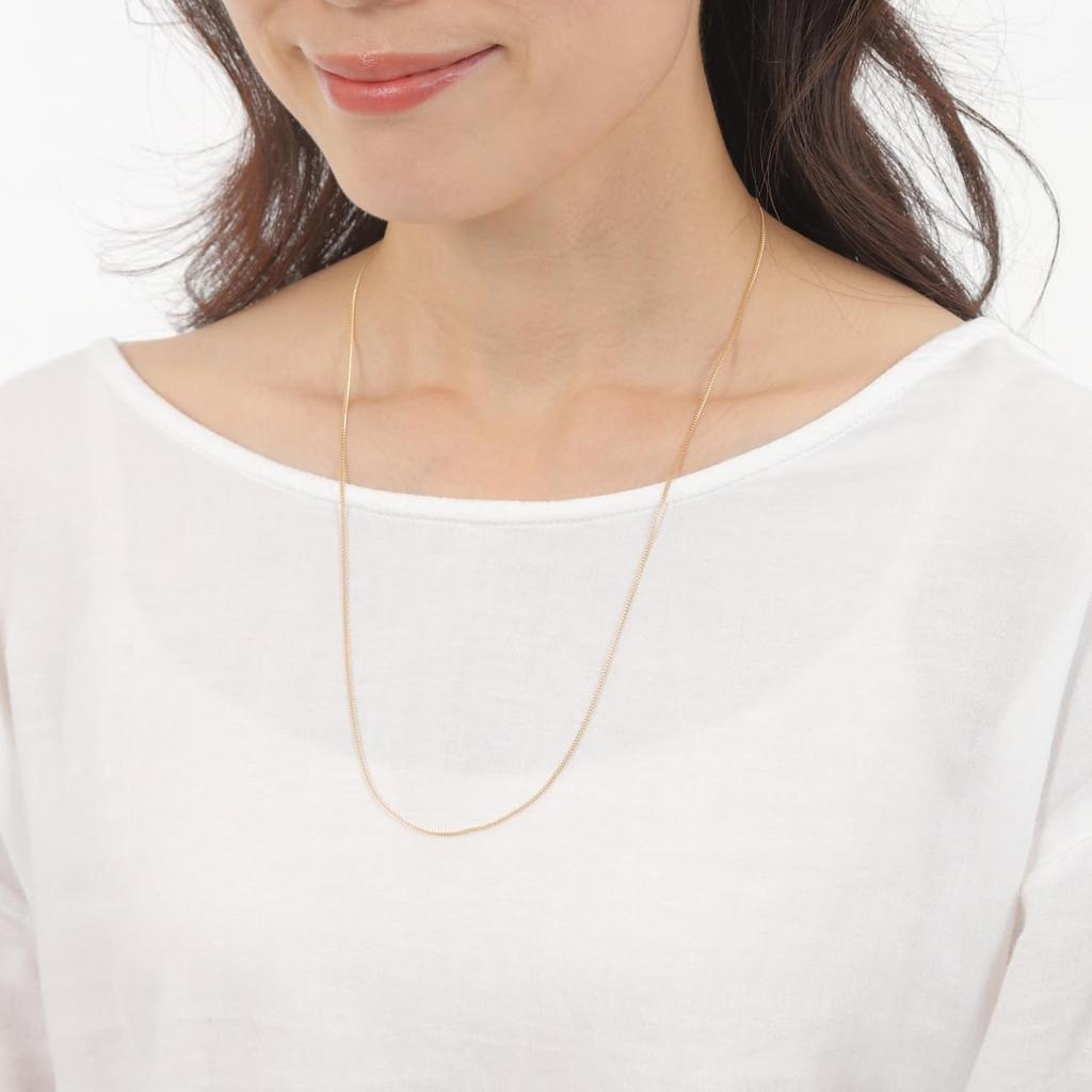 Goods 18K Yellow Gold Curb Chain for Men and with Clasp [Happy Shop] Necklace, 60cm, 1.2mm Wide, Double-Sided, Women,