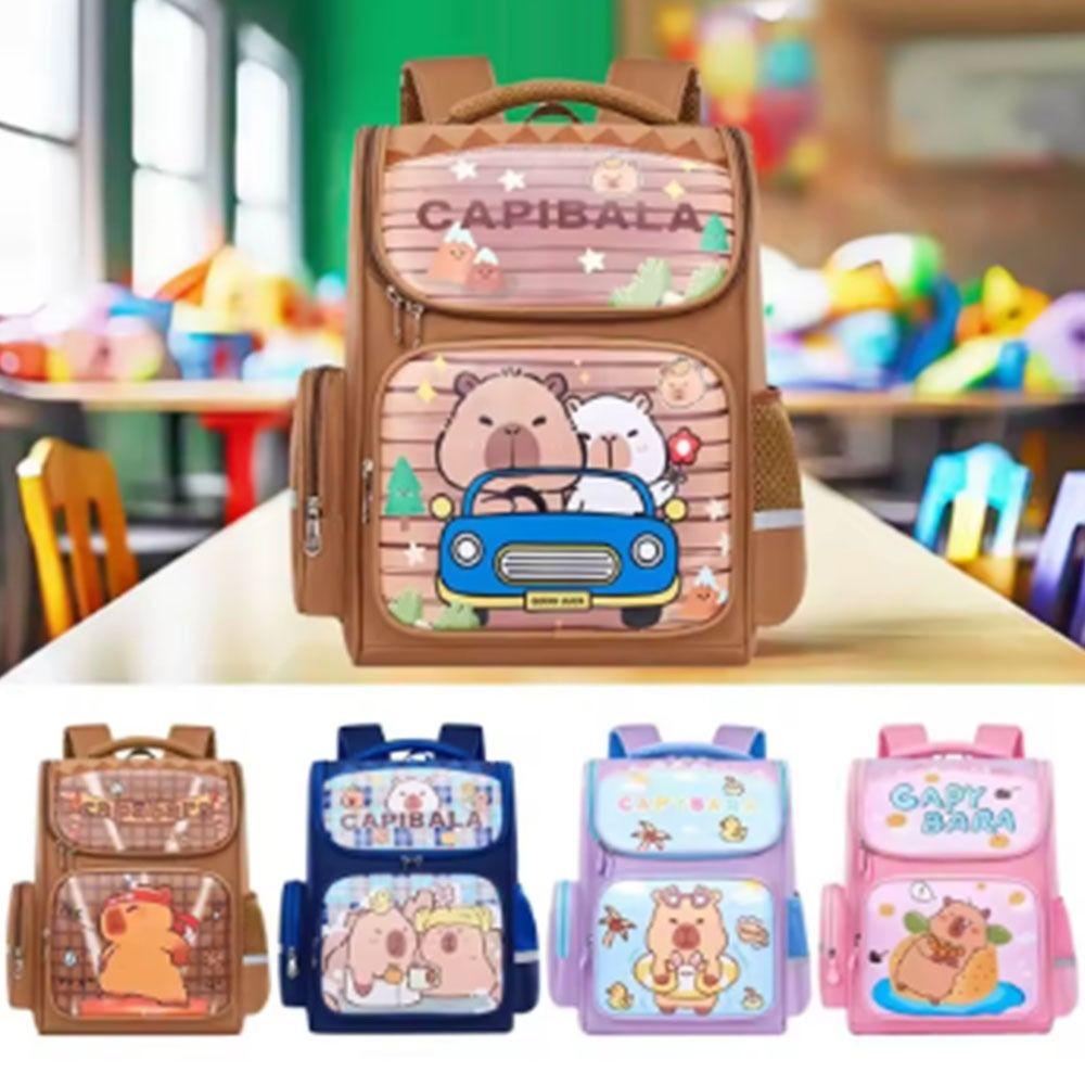 Large Capacity Cartoon Animal  Bookbag Multi-pocket Capybara Backpack Capybara School Bag  Student