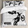 Black And White Motorcycle Three-Piece Quilt Cover 3D Digital Printing Bedding Set Bed Cover