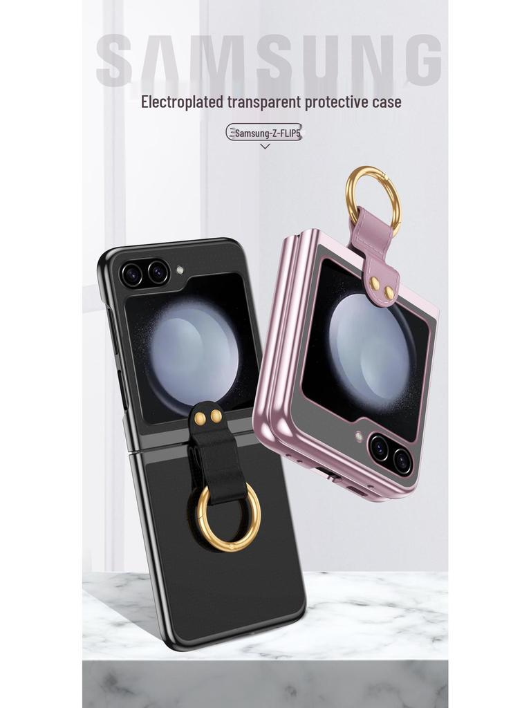 Samsung Z Flip7 FE Galvanisierte Ringständerhülle für Flip6/5/4/3 - Schutzhülle mit harter Schale