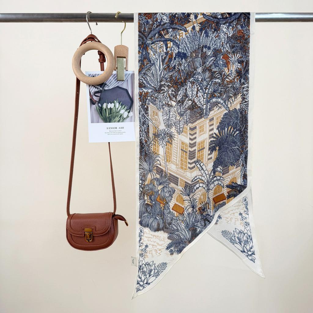 Spring Summer Trendy Age Reducing Mom New Thin Scarf Holiday Gift Niche Retro Secret Forest Printed
