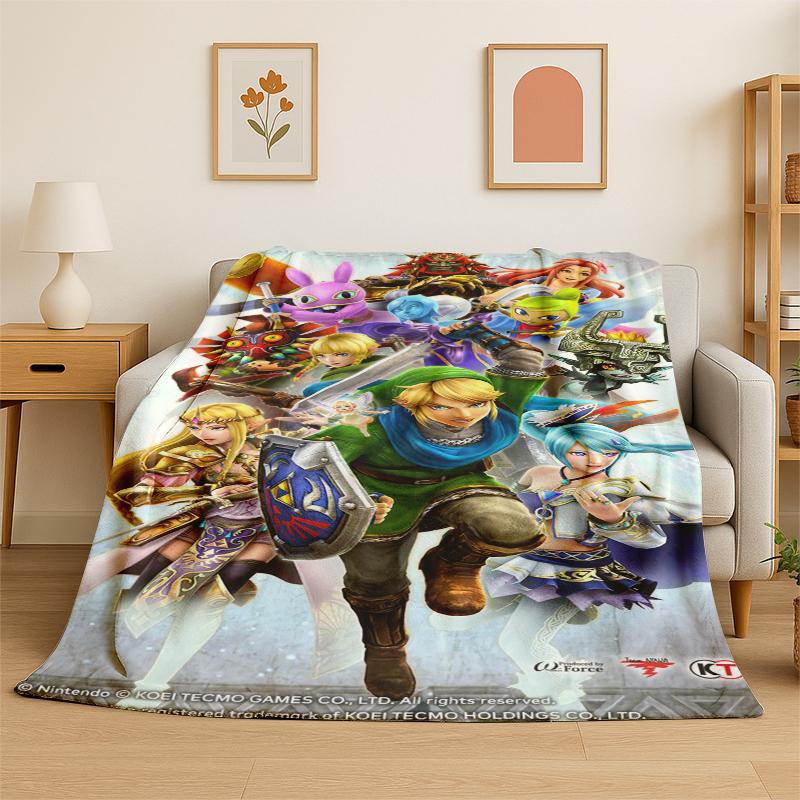 Classic Game ZZelda Cartoon Link Flannel Blanket Soft Warm Throw Blanket for Bedroom Living Room Bed Travel Camping Picnic