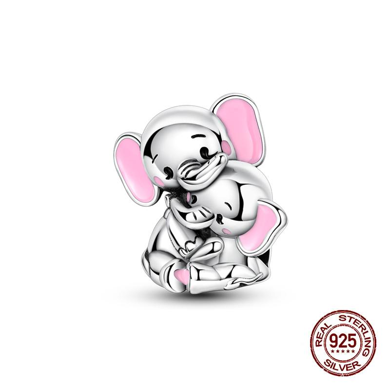 Compatible With Authentic Bracelets Copper Charm Bead Charms Bead Charms Pink Flowers Elephants Charm Bead Charms Ideal For Women Fine Do It Yourself