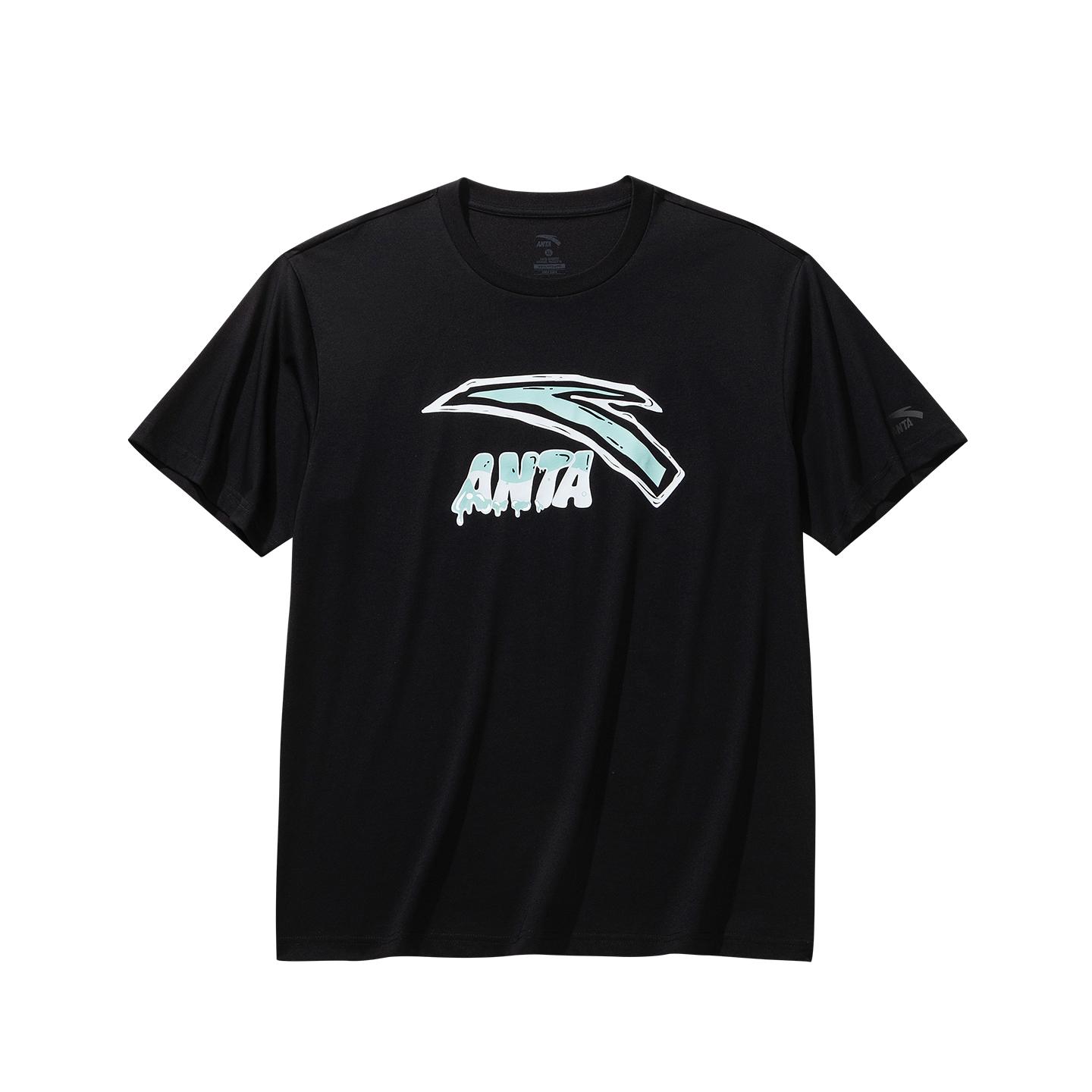 

Anta Casual Loose Short Sleeve Knit T-Shirt Unisex tops Basic-Black 972628117-4 S