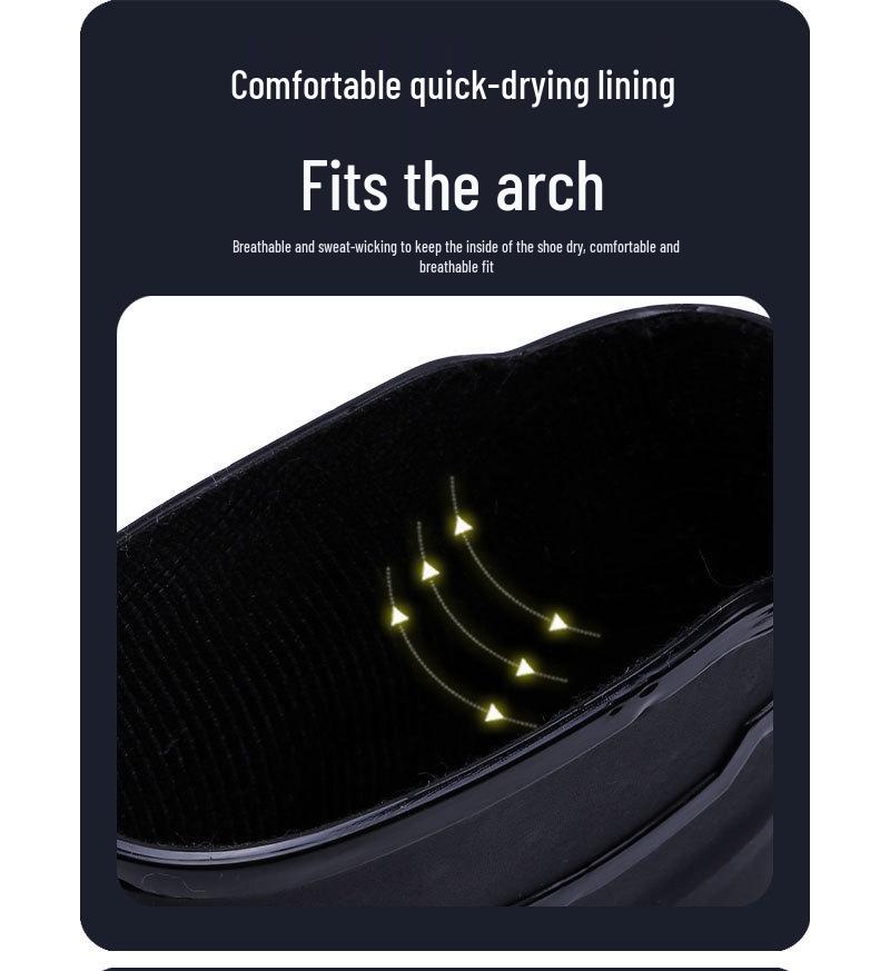 Men's Fleece-Lined Waterproof Rubber Rain Boots - Non-Slip, Warm, Outdoor, and Kitchen Safe