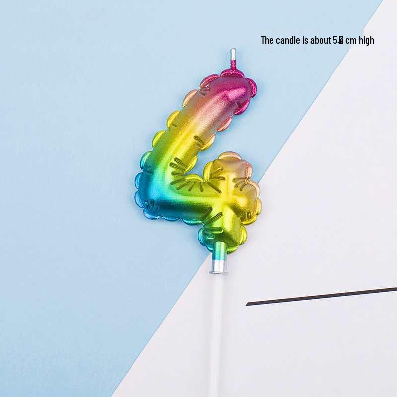 Large Rainbow Laser Number Balloons and Candles for Birthday Cakes and Party Decorations