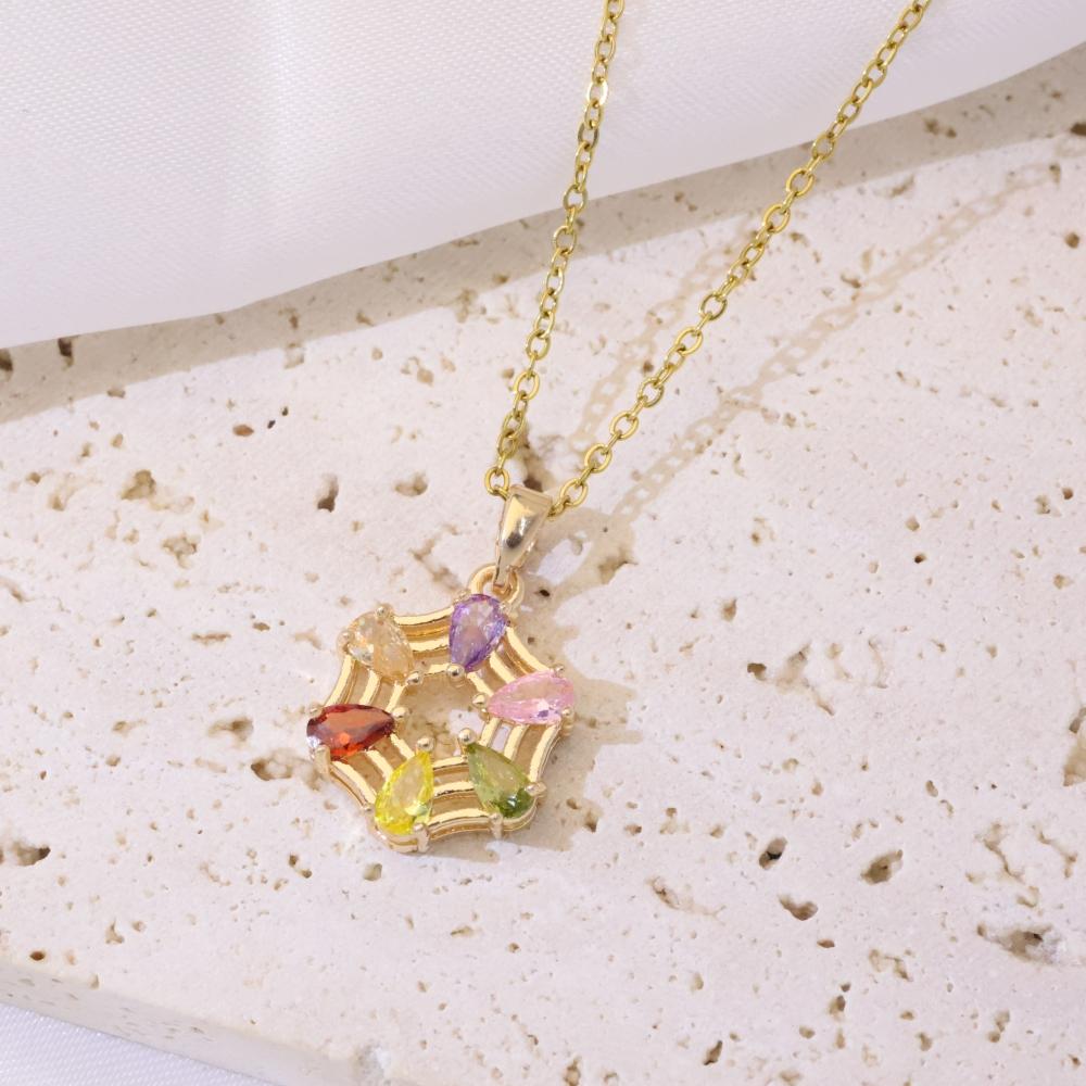 Fashion Colorful Petals Pendant Necklaces for Women Fashion Zirconia Necklace Wedding Party Jewelry Accessories
