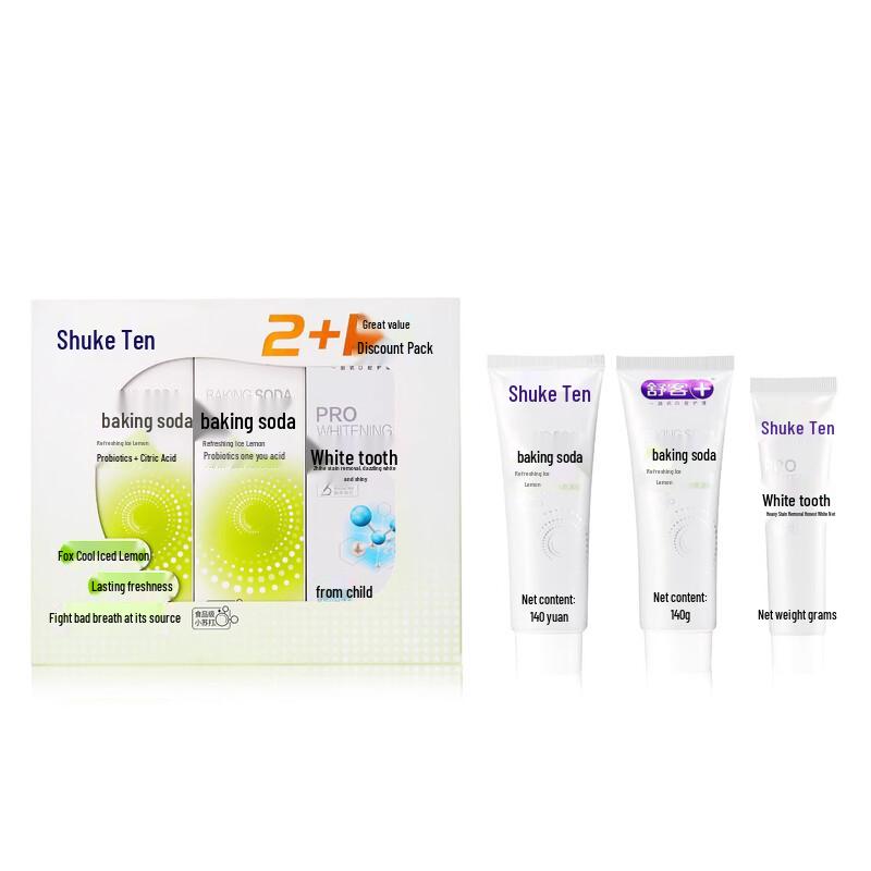 Shuke Baking Soda Refreshing Ice Lemon Toothpaste 2+1 Value Pack