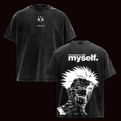Camiseta Impresa de Ryomen Sukuna Anime Jujutsu Kaisen Ropa Hombres Mujeres Camisetas Lavadas Retro Casual Harajuku Camiseta de Algodón