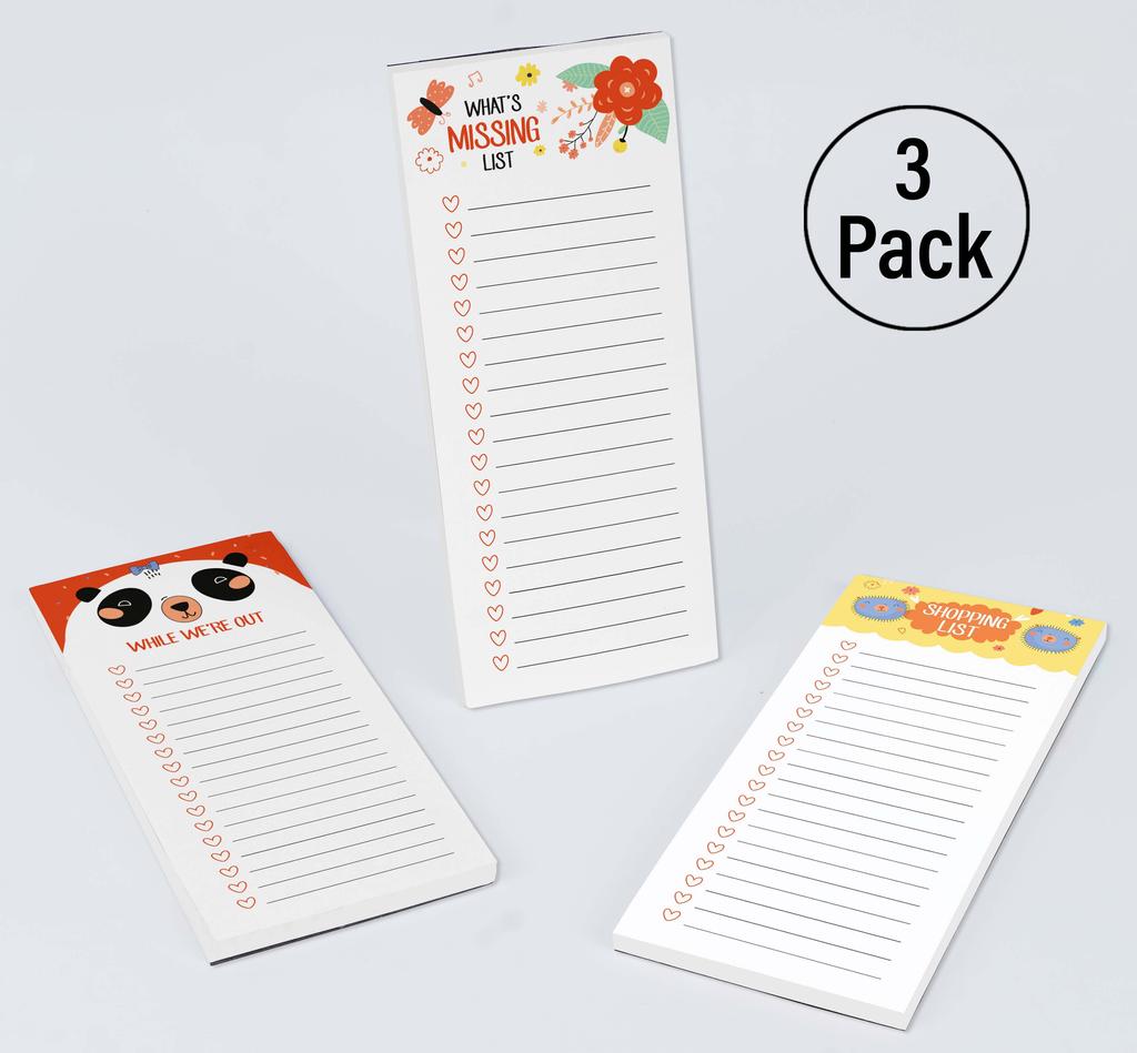 Inkdotpot Balení 3 magnetických poznámkových bloků na lednici – magnetické poznámkové bloky do chladničky- (50 listů