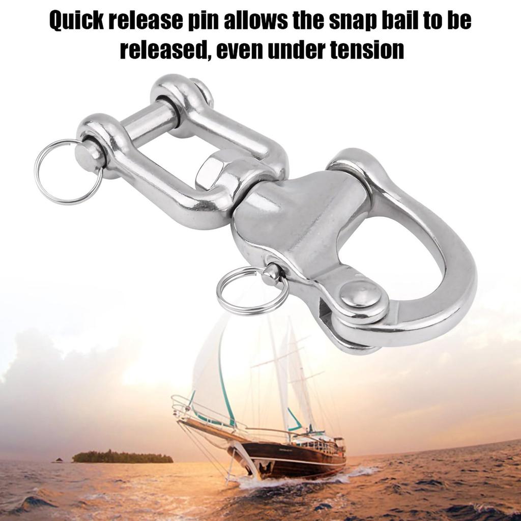 Stainless Steel Buckle Hook Spring Shackle for Marine Yachts Water Sports Use with Antirust Properties Secure Attachment