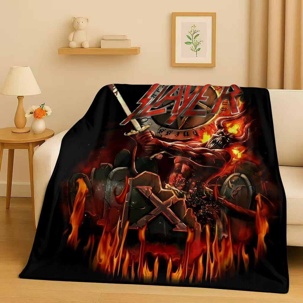 3D Slayer Thrash Metal Rcck Music Band Sign Flannel Blanket,Ultra Soft Warm Plush Throw for Home Bedroom Bed Sofa Cover Gift Kid