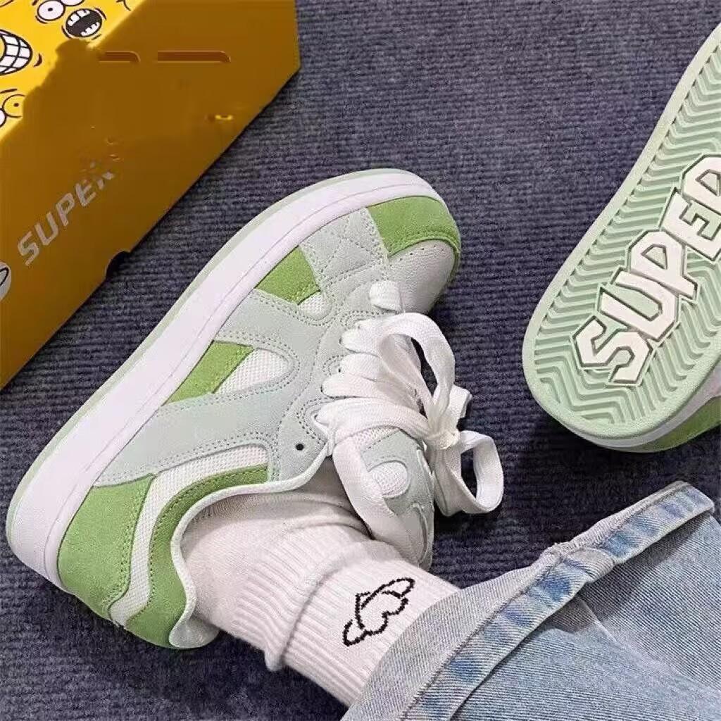 

Популярная женская обувь осени 2025 года, новые шикарные универсальные дышащие повседневные туфли на толстой подошве 40 зелёный