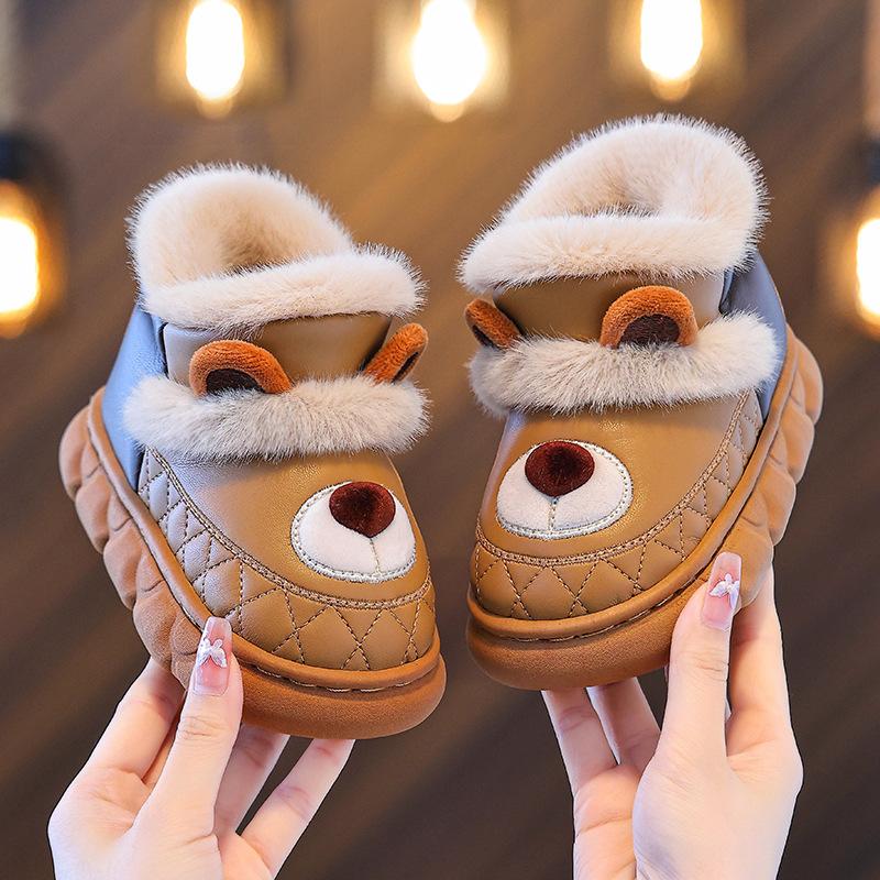 

Cute Girls Shoes Winter New Children Cartoon Non Slip Warm Shoes Waterproof Lightweight Comfortable Boys Home Shoes 24 кавовий