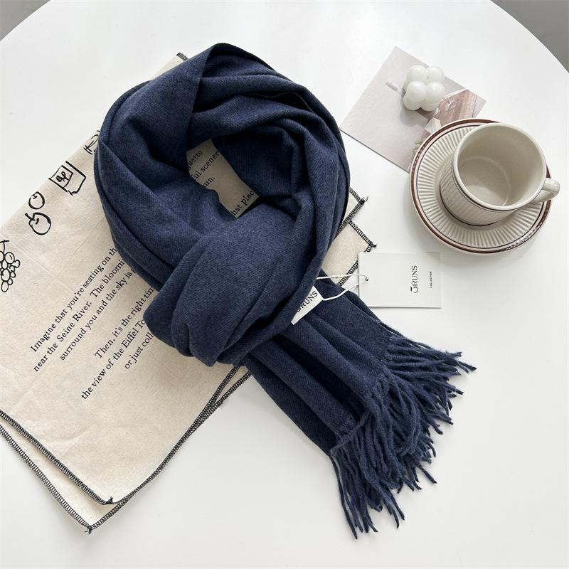 Kašmírový šátek na ruku, podzimní a zimní, jednobarevný, dámský, tlustý střapec, jednoduchý a všestranný, měkký a teplý, imitace kašmíru