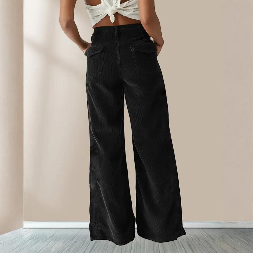 Women's Fashionable Casual Corduroy High-waisted Slimming Straight Leg Trousers