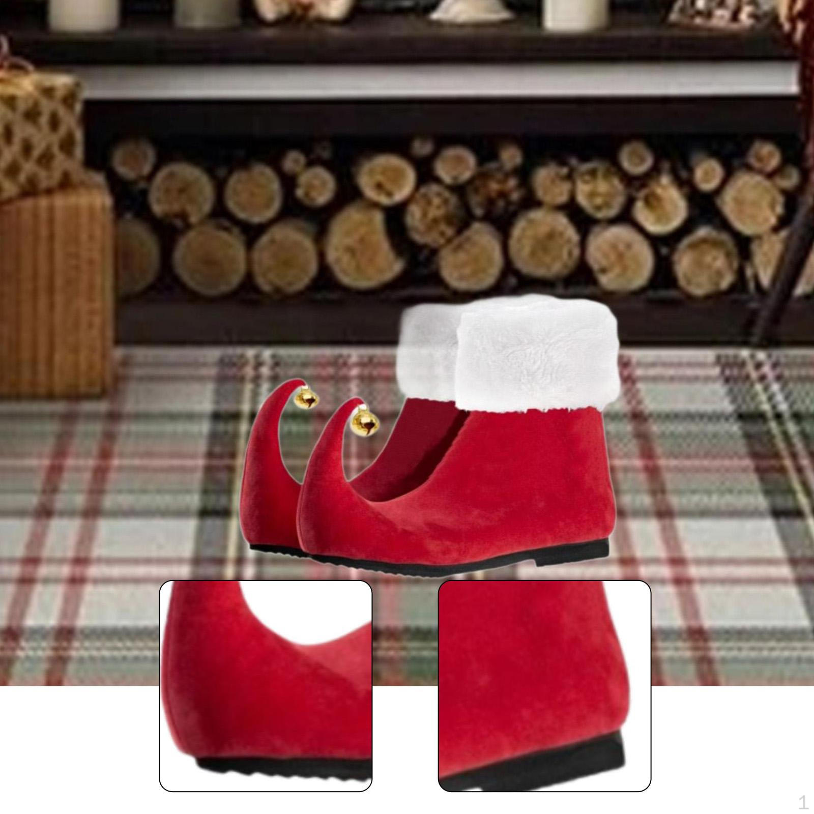 1 пара рождественских туфель эльфа, пинетки с бубенцами для сценического выступления