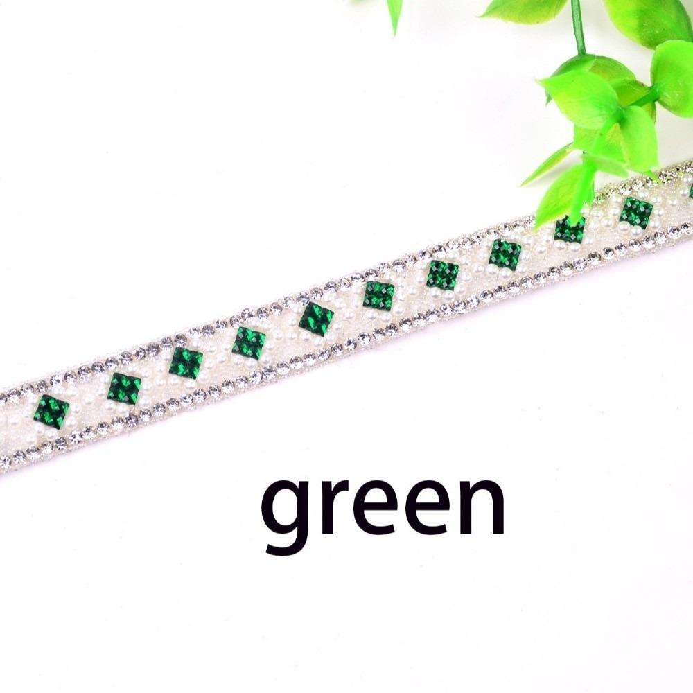 

Decorative Trim Self Adhesive Pearl Chain Shiny Flexible Crystal Chain Rhinestone Chain Neckline Trim зелёный