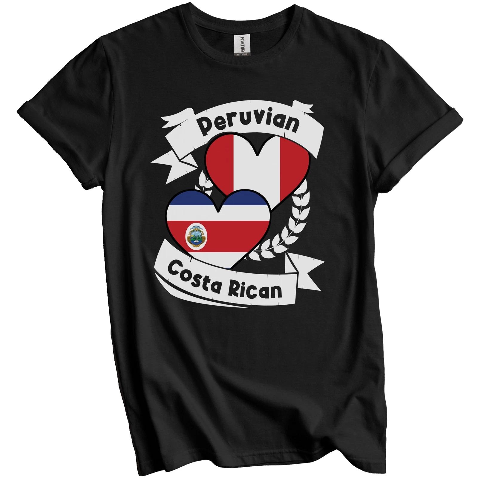 Peruvian Costa Rican Heart Flags Peru Costa Rica T-Shirt L