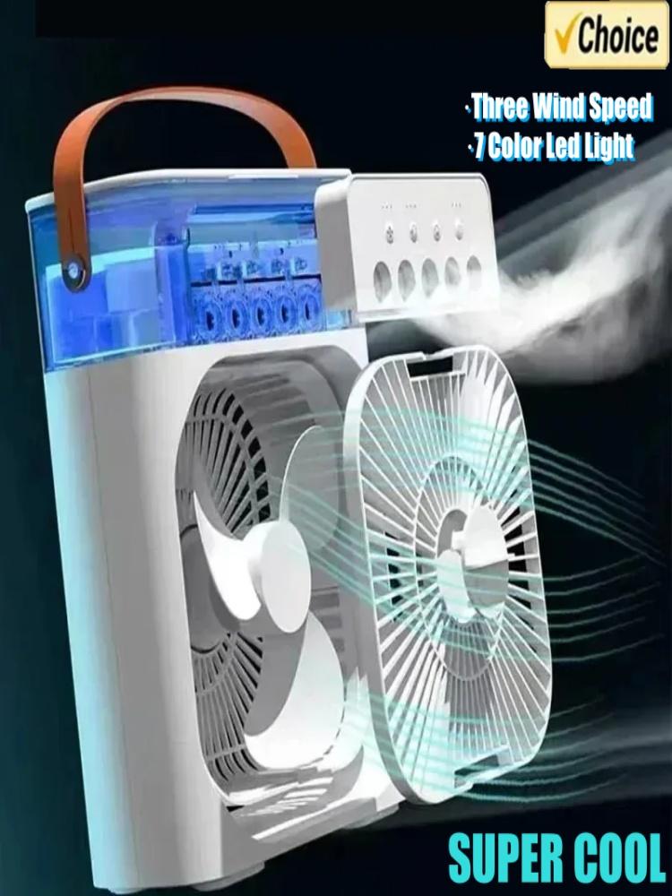 Desk Fan Night Light Rechargeable Portable Fan Electric Desktop 5 Holes Fans for Room Led USB Household Use Water Mist Mini Home