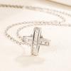Micro Inlaid Zircon Cross Necklace and Earring Suit Minority Simple