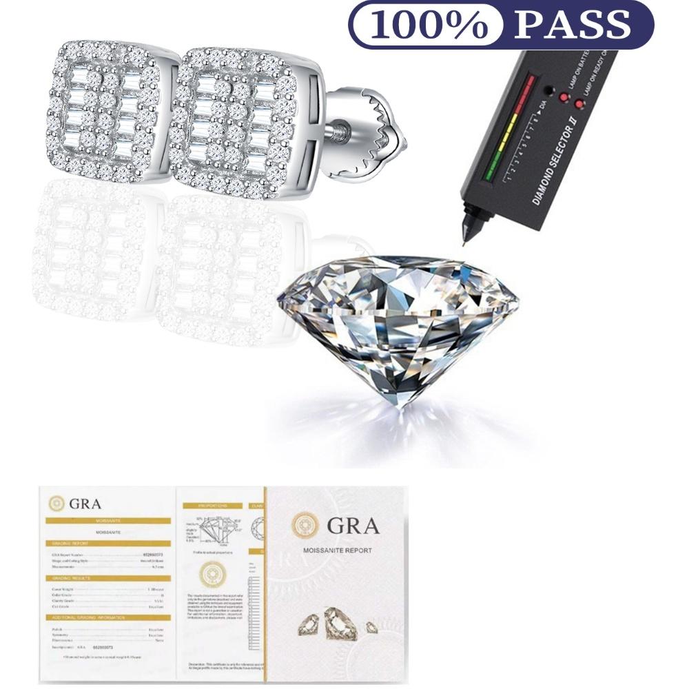 Rechteckige 925 Sterling Silber Damen Moissanite Ohrringe 925 Silber Moissanite Hochzeitsohrringe für Bräute