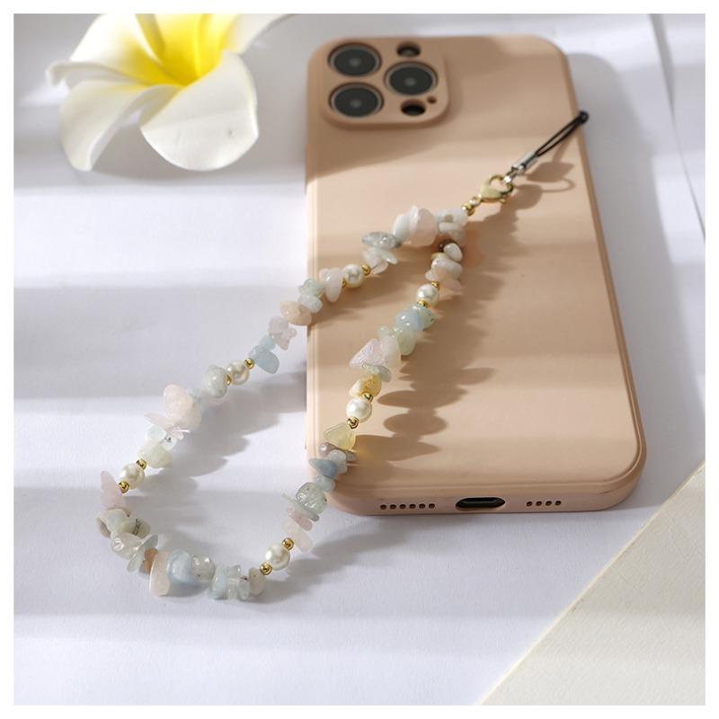 Kreativní personalizované menšiny Kreativní korálkový přívěsek na mobilní telefon Nové dámské oblečení Přírodní kámen Ametyst Štěrkový Šňůrka na mobilní telefon