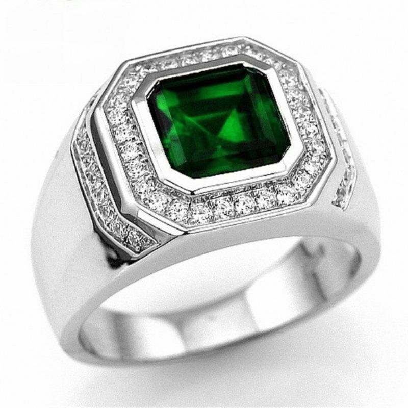 

Wish hot European and American popular jewelry new two-color electroplating inlaid goose egg shaped synthetic zircon engagement ring 13 зелений