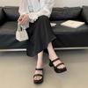 Thick-soled Slope Heel Cool Slippers for Women's High-end Wear 2025 Summer New Versatile One-word Strap High Heels