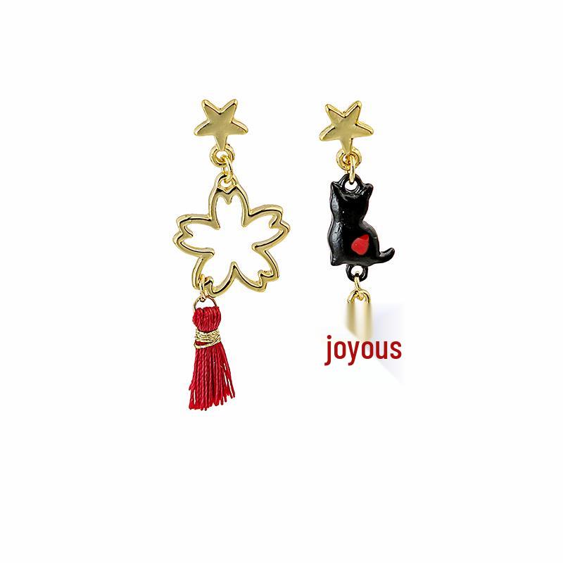 

Асимметричные серьги-подвески «Серебряная игла» с цветными блоками: Мультяшный цветочный дизайн с кошкой и лисой для женщин