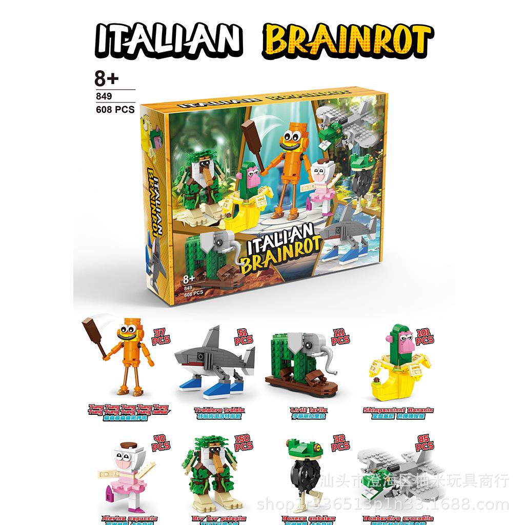 AI Mountain and Sea Pass Tung Tung Sahur Figurine din Lemn Sunt Toate Ornamente Jucării Abstracte de Tip Bloc de Construcție