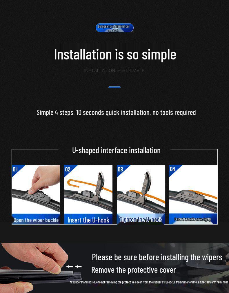 Dongfeng Yufeng P1621 EV19 Frameless Wiper Blade for S16 - 20" Model