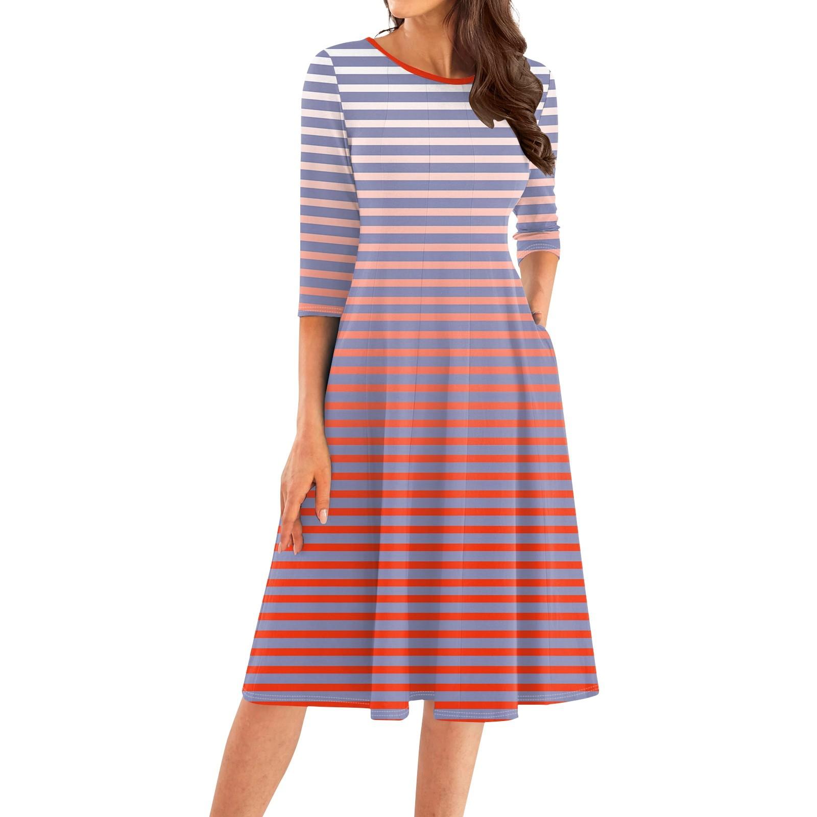 

Женское повседневное модное платье миди с круглым вырезом и рукавом три четверти XL красный