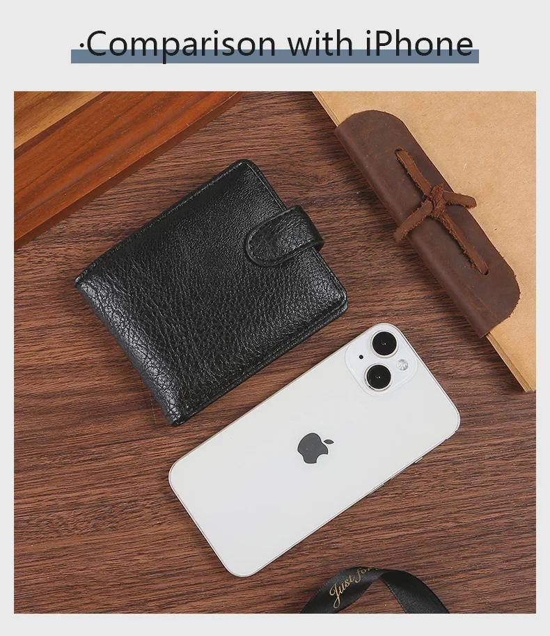 Men's Short PU Leather Wallet with Zipper, Buckle, and Multiple Card Slots