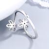 S925 Sterling Silver Korean Style Women's Diamond Lotus Ring All-Matching Fresh Flower Open Ring Silver Ring