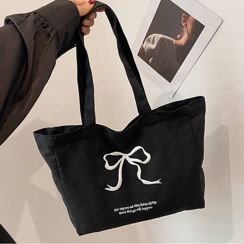 Nylon Canvas Large Capacity Tote Bag With Zipper Closure For Daily Use