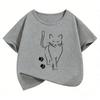 Cute Cat with Paw Kids Tshirts Summer Short Sleeve Tees Cartoon Boys Girls Clothes Kawaii Kitten Tops Y2K Children T-shirt