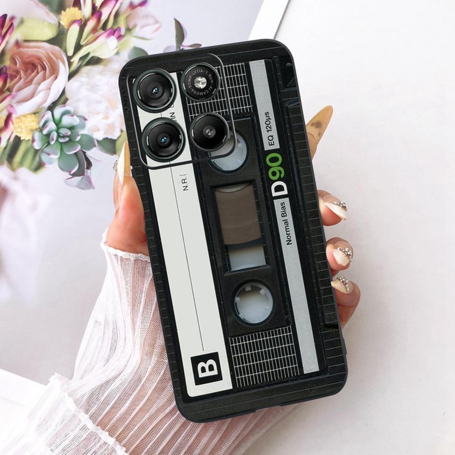 Etui do Motorola Moto G17 Power G15 Power MotoG15 Miękki Czarny Silikonowy Pokrowiec Malowanie Kwiatowe Motyl Smok Kot Funda