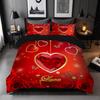 Red Festive Romantic Love Rose Digital Printing Retro Three-Piece Wedding Quilt Cover Bedding Couple